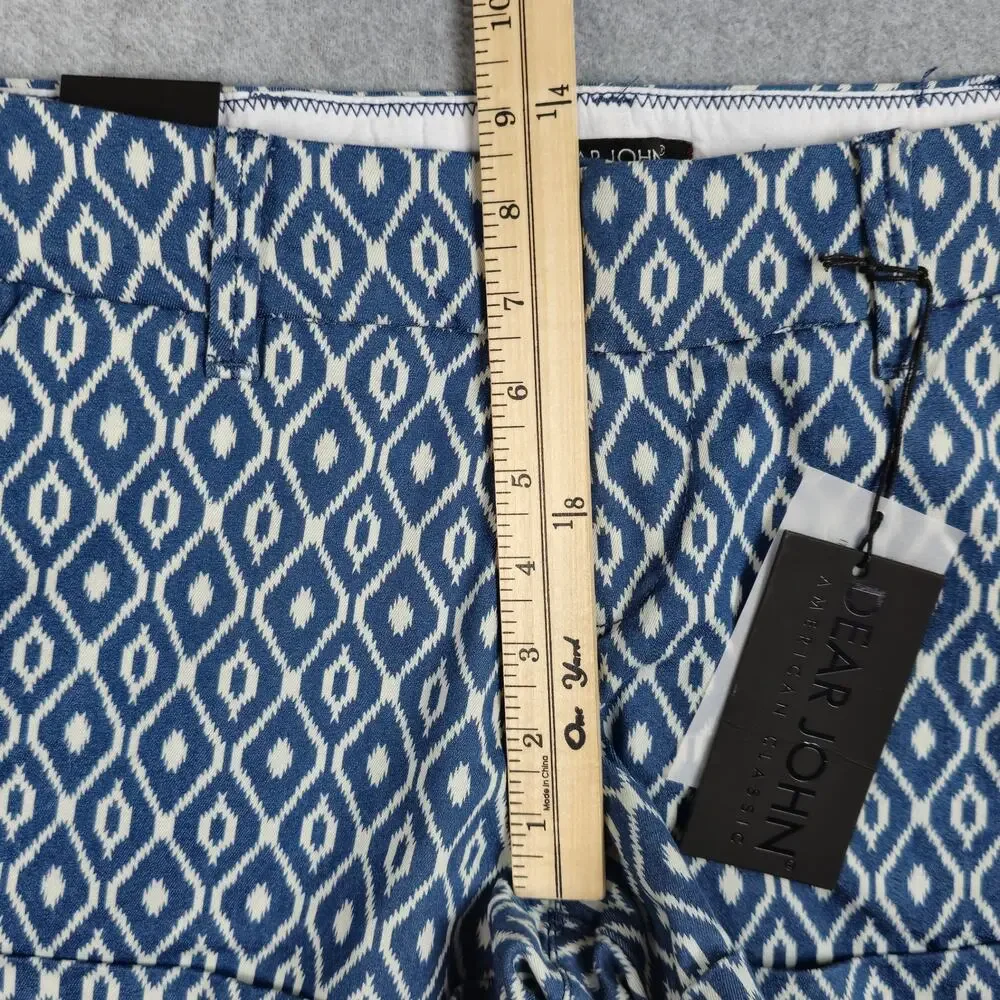NWT Dear John Womens 29 Blue White Diamond Pattern Finnegan Roll Cuff Shorts - Picture 14 of 16